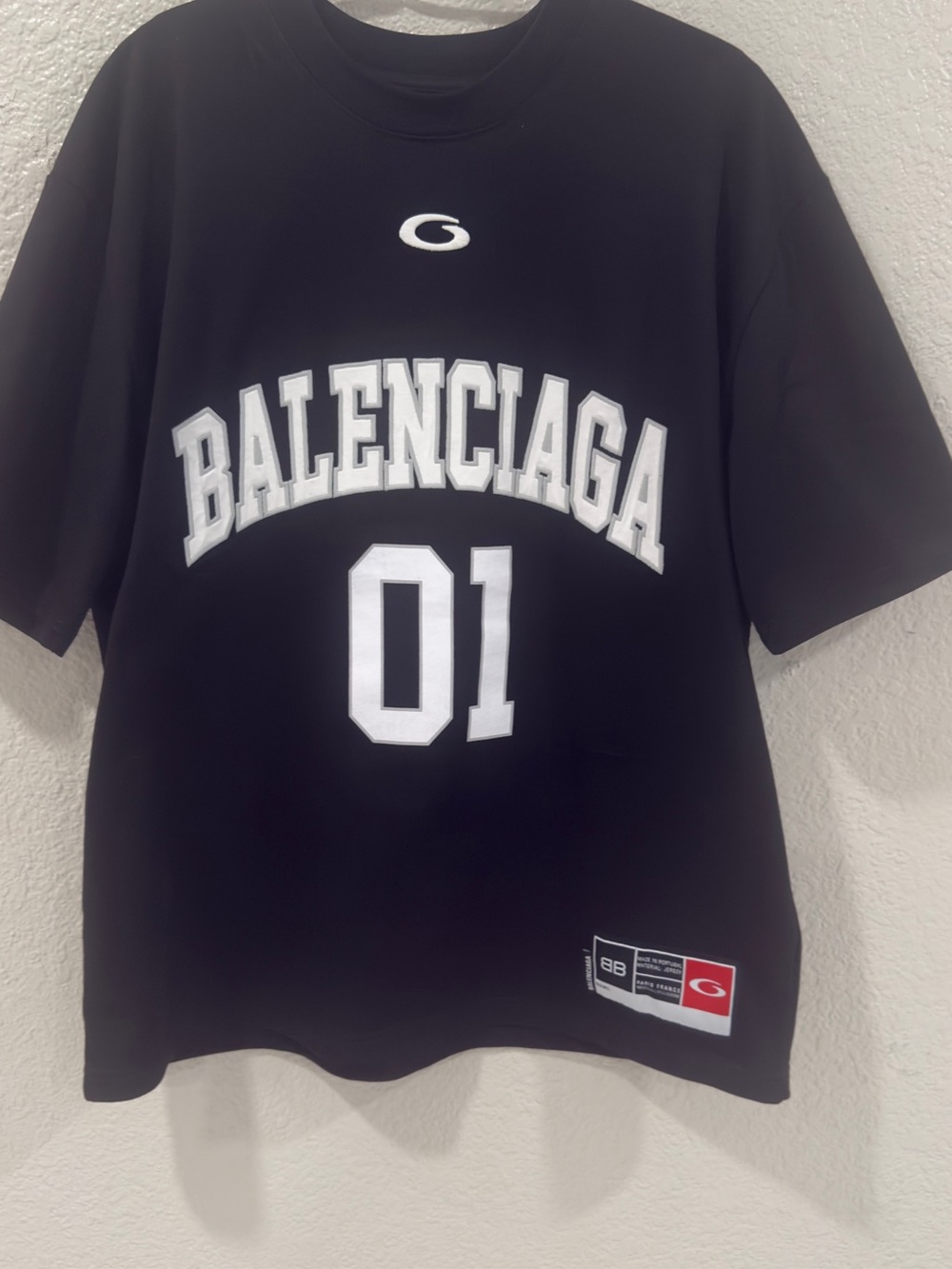 Balenciaga Black and White '01' Logo Tee large oversized like XL